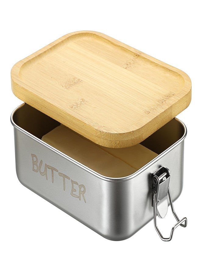 BSTKEY Butter Dish with Lid for Countertop, Stainless Steel Butter Holder Container with Silicone Sealing, Unbreakable Butter Keeper for Kitchen, Holds 1 Stick West or 2 Sticks East Coast Butter - Image 1