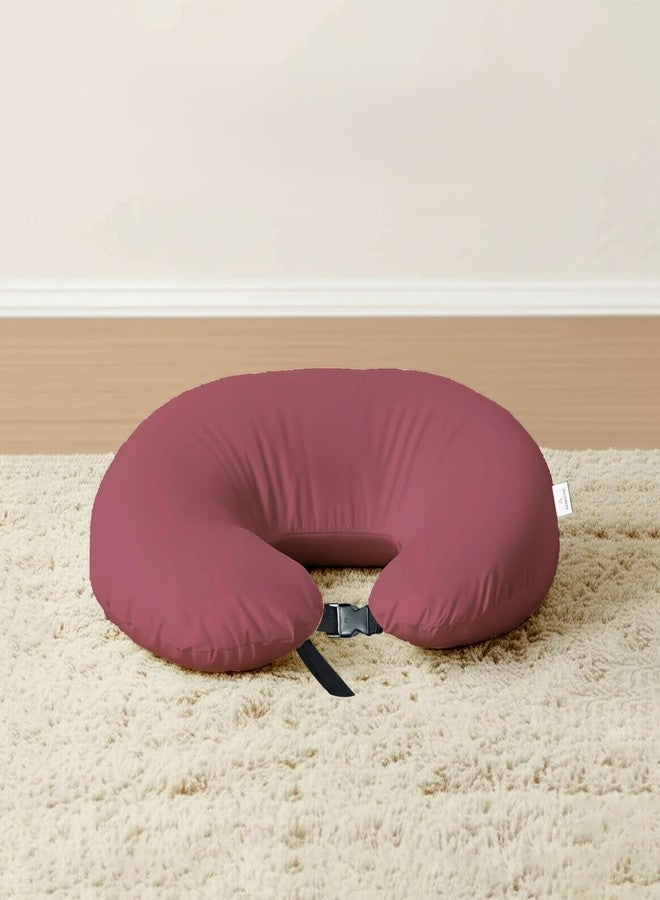 ADMIRAE 5in1 Baby Feeding Pillow with 100% Cotton Removable Cover | Breastfeeding & Bottle Feeding Support Cushion for Newborns & Moms | Nursing Pillow with Belt, Hoop & Utility Pocket - Pink Velvet - Image 1