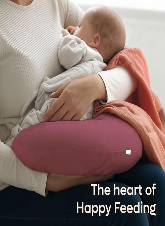 ADMIRAE 5in1 Baby Feeding Pillow with 100% Cotton Removable Cover | Breastfeeding & Bottle Feeding Support Cushion for Newborns & Moms | Nursing Pillow with Belt, Hoop & Utility Pocket - Pink Velvet - Image 2