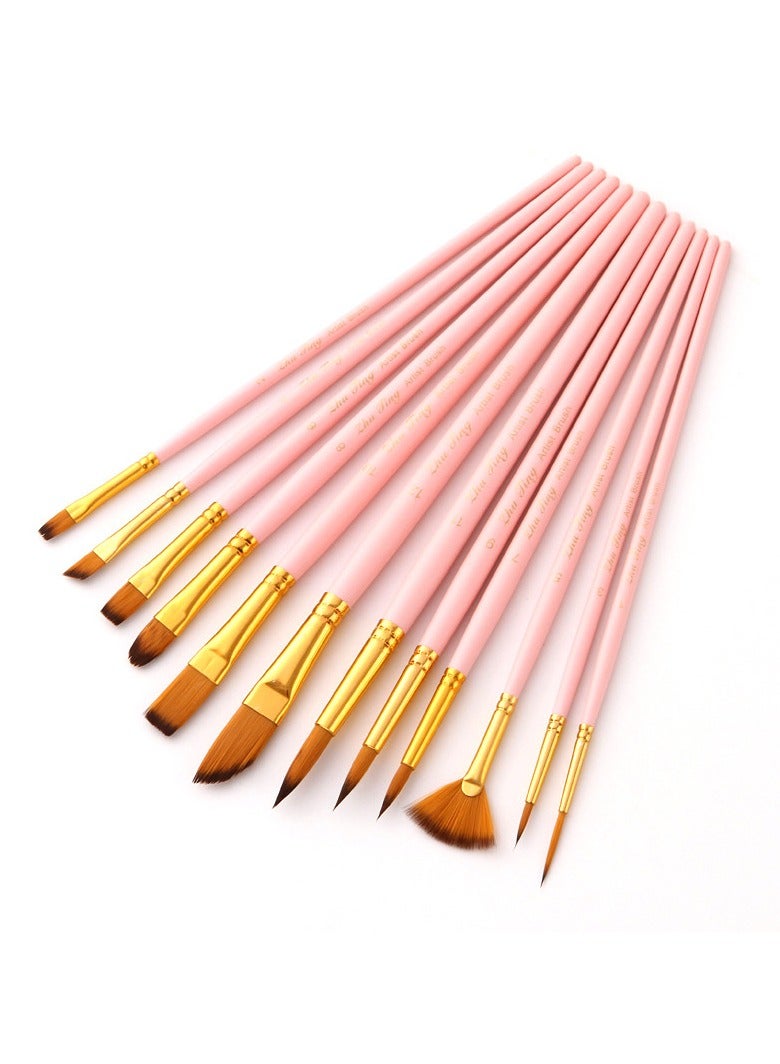 12-Piece Wooden Paint Brush Set Matte Powder - Image 2