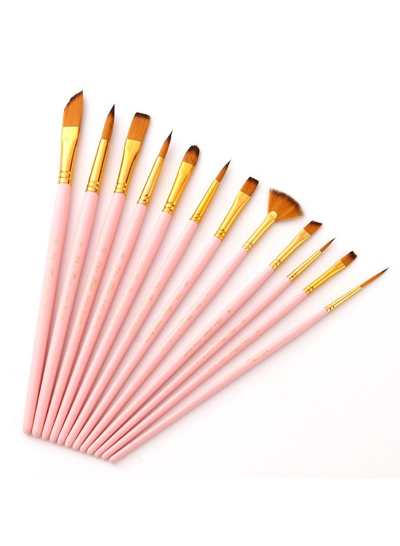 12-Piece Wooden Paint Brush Set Matte Powder - Image 4
