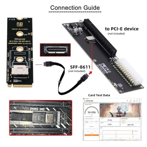 chenyang Oculink SFF-8612 to PCI-E 4.0 NVME M.2 M-Key Host Adapter Support 2230/2242/2260/2280 for U.2 SSD & eGPU - Image 5