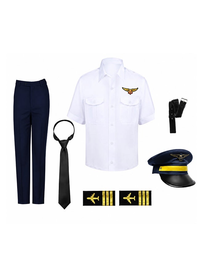 Toy Land Kids Pilot Costume Set with Hat and Tie – Airline Captain Role Play Fancy Dress Outfit for Boys of age 4 to 5 years - Image 1