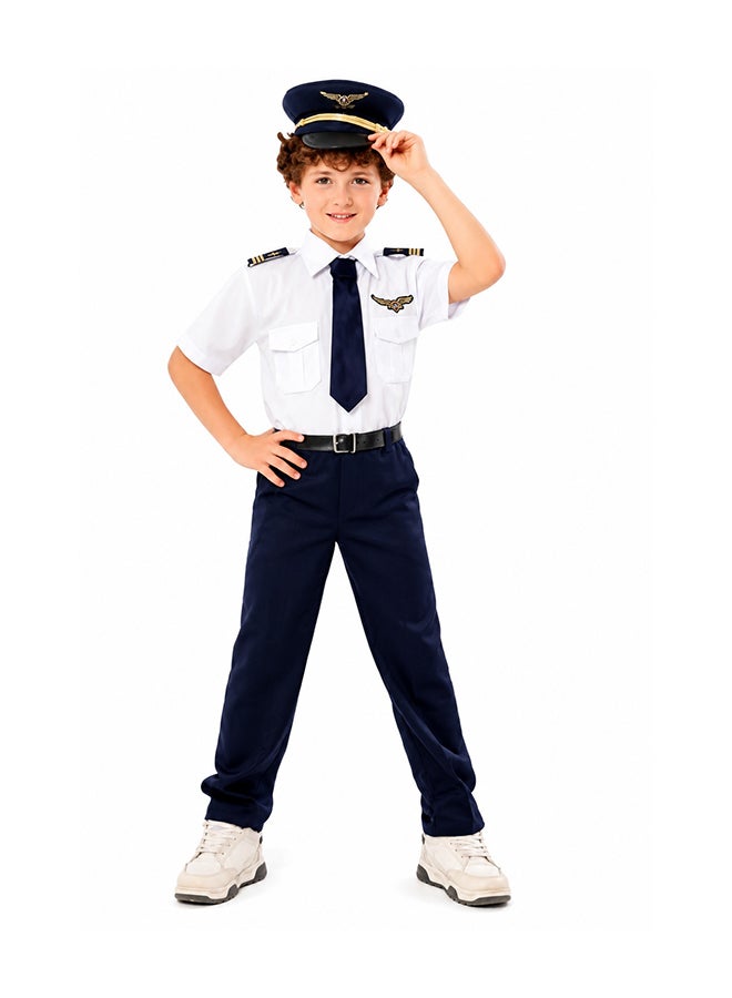 Toy Land Kids Pilot Costume Set with Hat and Tie – Airline Captain Role Play Fancy Dress Outfit for Boys of age 4 to 5 years - Image 2