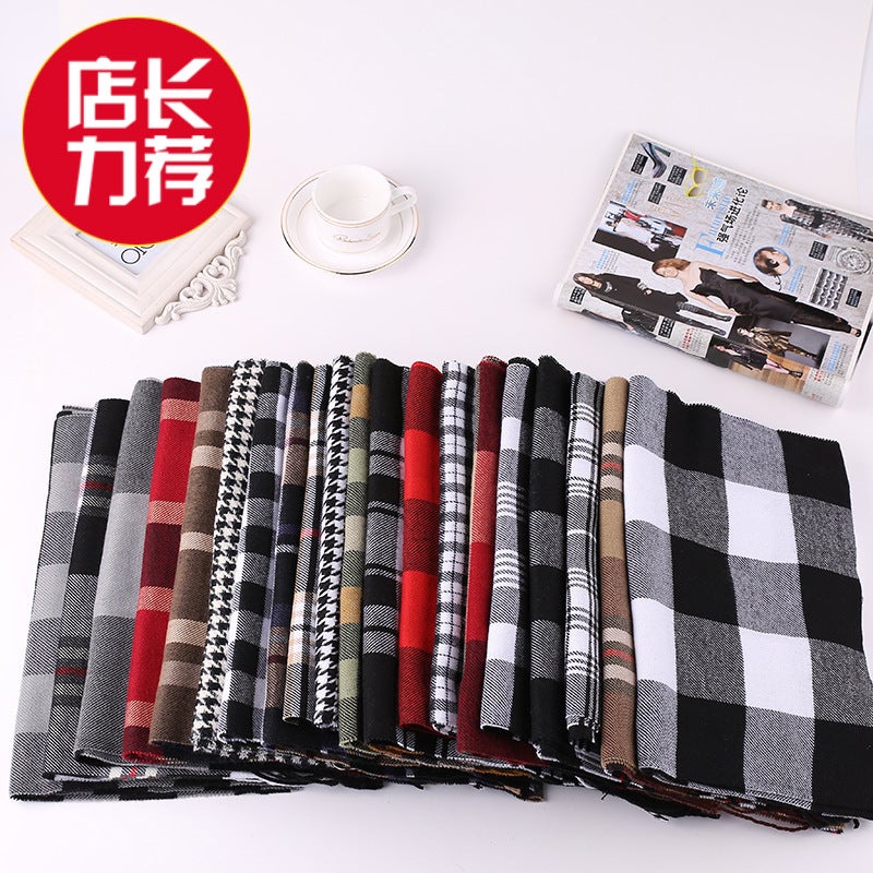 2025 Fashion British Plaid Men'S Imitation Cashmere Scarf Tassel Couple Style Parent-Child Scarf - Image 2