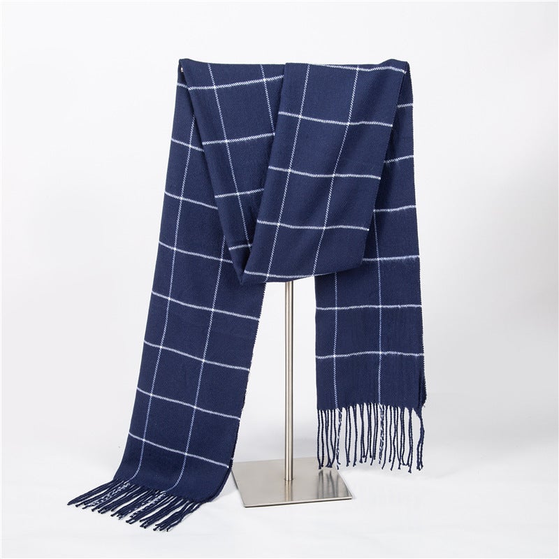 2025 Fashion British Plaid Men'S Imitation Cashmere Scarf Tassel Couple Style Parent-Child Scarf - Image 1