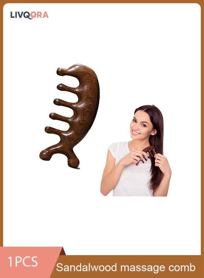 LIVQORA 1pc Sandalwood Massage Comb, Little Dolphin Meridian Massage Comb,Gua Sha Scraping Scalp and Hair Massage, Scalp Stimulator, Facial Body Massager with Comb bag - Image 1