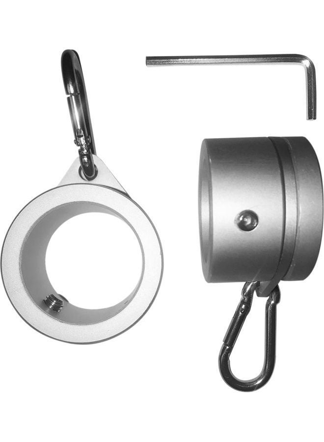NIBEMINENT 2-Piece Aluminum Alloy Flag Pole Ring Silver  - Image 2