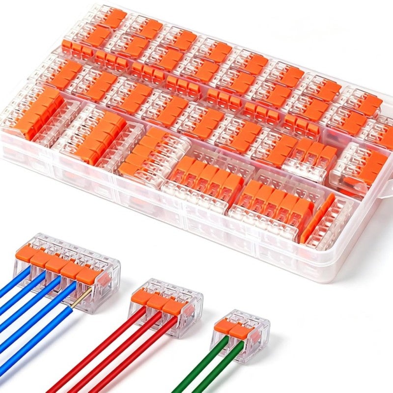 Lever Wire Clamps 75-Piece Orange Fire-Resistant PC - Tool-Free One-Second Install Electrical Quick Connect Terminals for Home Electrical Wiring DIY Projects - Image 2