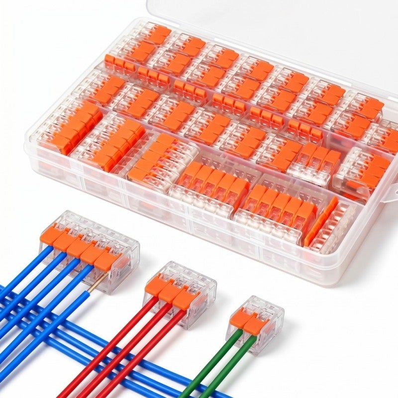 Lever Wire Clamps 75-Piece Orange Fire-Resistant PC - Tool-Free One-Second Install Electrical Quick Connect Terminals for Home Electrical Wiring DIY Projects - Image 1