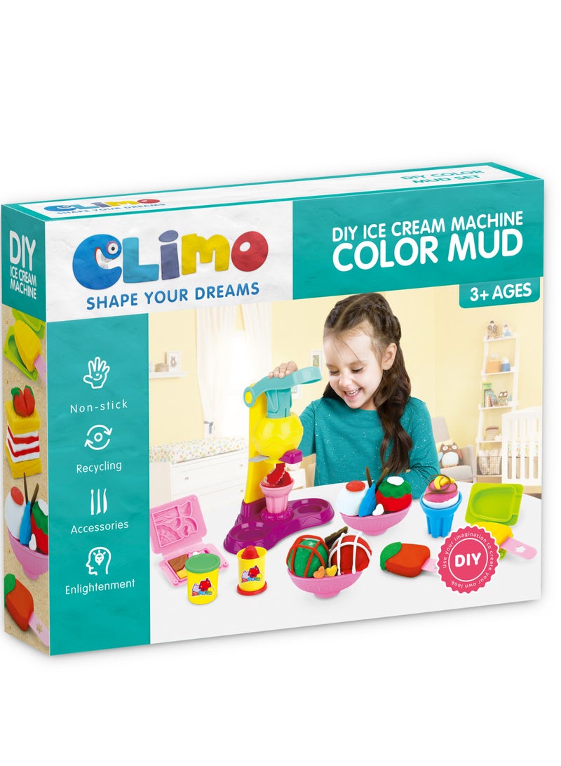 كلايمو - مجموعة لعب الصلصال الملونة لآلة صنع الآيس كريم | لعبة ممتعة وآمنة مع قوالب وإكسسوارات | لعبة إبداعية وتعليمية للأطفال - Image 1