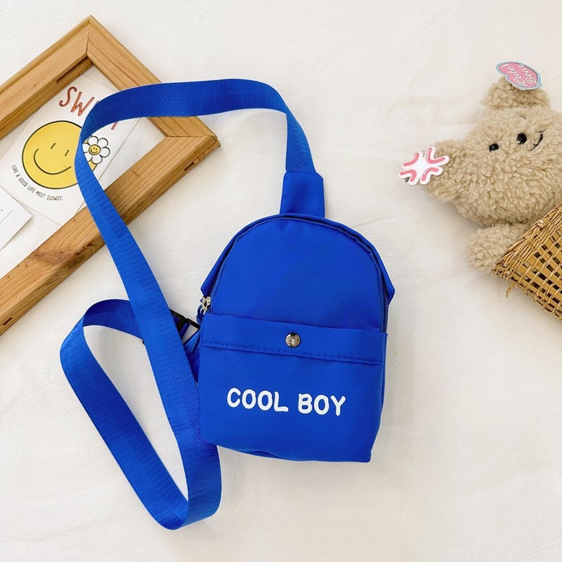Children'S Crossbody Bag Boy'S Handsome Shoulder Bag Fashion Kids Mobile Phone Bag Trendy Cool Letter Small Chest Bag