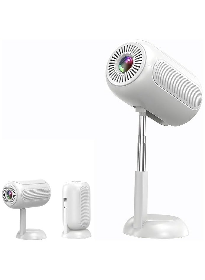 Portal Portable Projector with WiFi and Bluetooth Support 1080p 4K Integrated Adjustable Height Stand, for Home Theater Support HDMI, USB, PC, TV Box, iOS & Android Phone(TS6) (White)  - Image 1