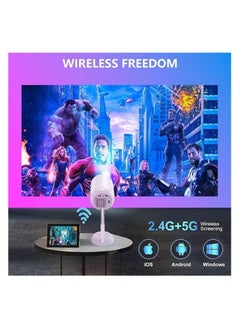 Portal Portable Projector with WiFi and Bluetooth Support 1080p 4K Integrated Adjustable Height Stand, for Home Theater Support HDMI, USB, PC, TV Box, iOS & Android Phone(TS6) (White)  - Image 3