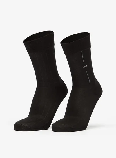 DUCHINI Men's Textured Crew Length Socks - Set of 2