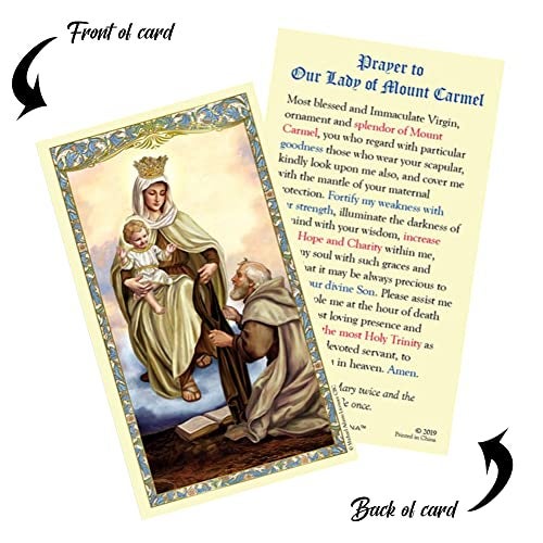Trendzeen Brown Scapular Of Our Lady Of Mount Carmel with Our Lady of Mount Carmel Laminated Holy Card, Lord's Prayer Card | Vintage Style Catholic Scapular | Escapulario De La Virgen Del Carmen |3 Items Set - Image 4
