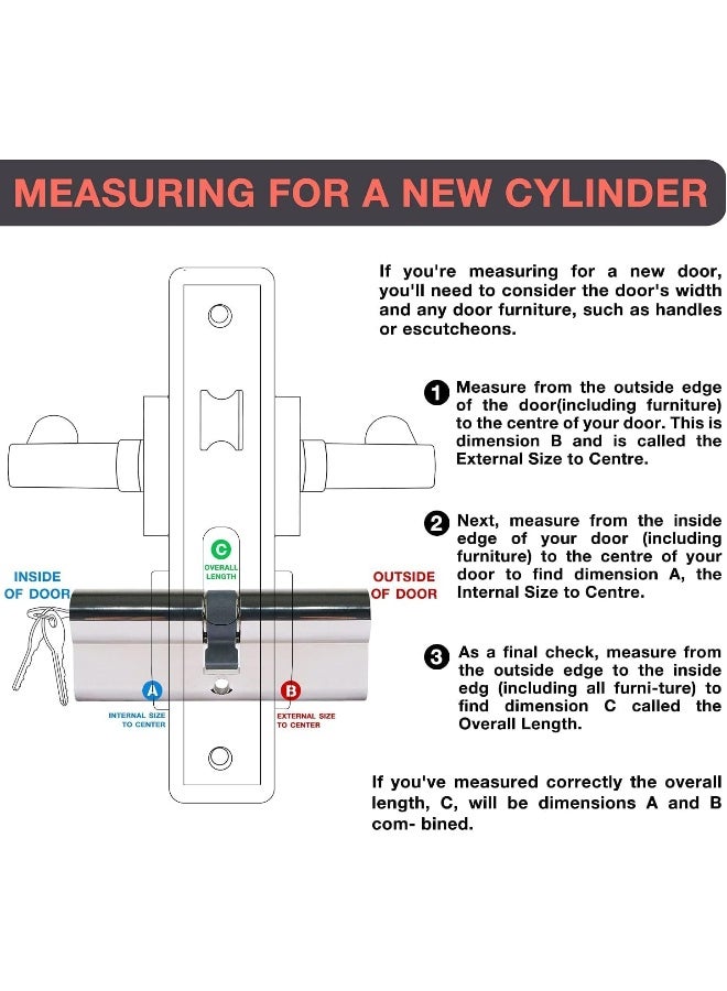 Biella Brass Cylinder Lock Barrel Profile Lock With 3 Keys Lock Anti-Rust Suitable For Wooden Doors, Aluminum Doors (Lock Cylinder, 60Mm) - Image 5