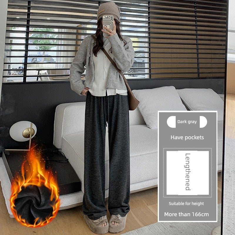 150 kg plus size chubby mm lazy relaxed loose bf style casual pants women's spring and autumn thin slim glutinous rice pants - Image 2