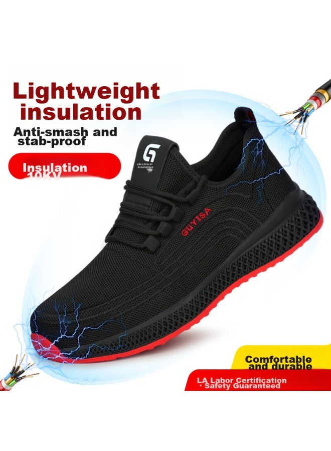 JUNBU Junbu Safety Shoes For Men, Electrician Ulated Plastic Toe Cap, Anti-smashing, Anti-puncture, Breathable, Lightweight Work Safety Shoes 9156kv55 Size 41 - Image 1