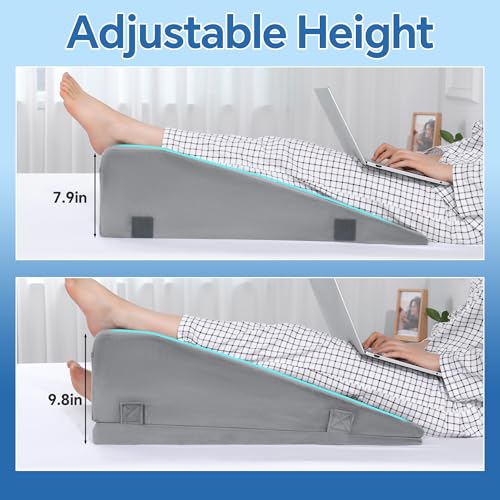 HOMBYS Leg Elevation Pillows for After Surgery 2in1 Wedge Pillow with Leg Lifter for Hip Ankle Pain Relief Adjustable Height Knee Surgery Recovery Equipment to Elevate Foot Gray - Image 3