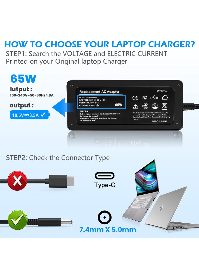 erorex 65W Laptop Charger for HP Pavilion DV7 DV6 DV5 DV4 DM4 Pavilion G4 G6 G7 M6 G60 G61 G70 G72; Elitebook G1 G2 740 750 840 850 2540p 2560p 8460p 8560p Power Supply - Image 3