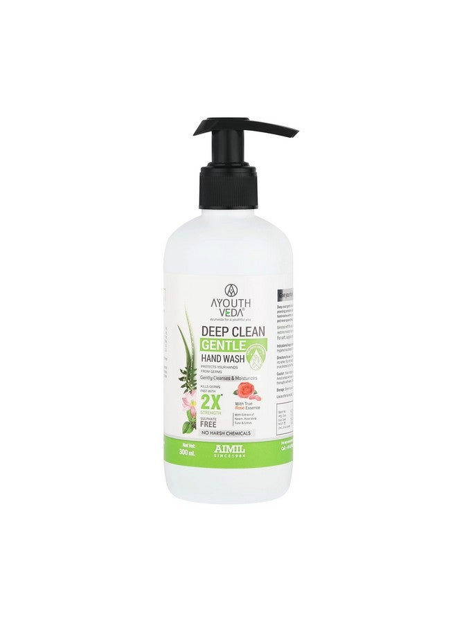 AYOUTHVEDA Deep Clean Gentle Hand Wash With Neem Aloe Vera Tulsi & Lotus Gently Cleanses & Moiusturizes Hands Germ Protection Formula Without Any Harsh Chemicals (Pack Of 1; 300Ml)  - Image 1