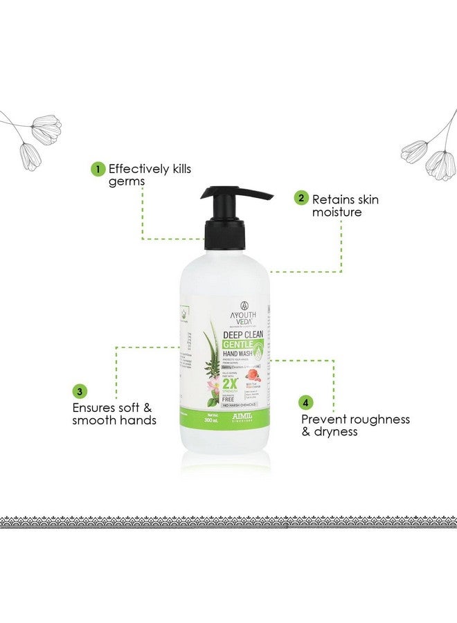 AYOUTHVEDA Deep Clean Gentle Hand Wash With Neem Aloe Vera Tulsi & Lotus Gently Cleanses & Moiusturizes Hands Germ Protection Formula Without Any Harsh Chemicals (Pack Of 1; 300Ml)  - Image 2