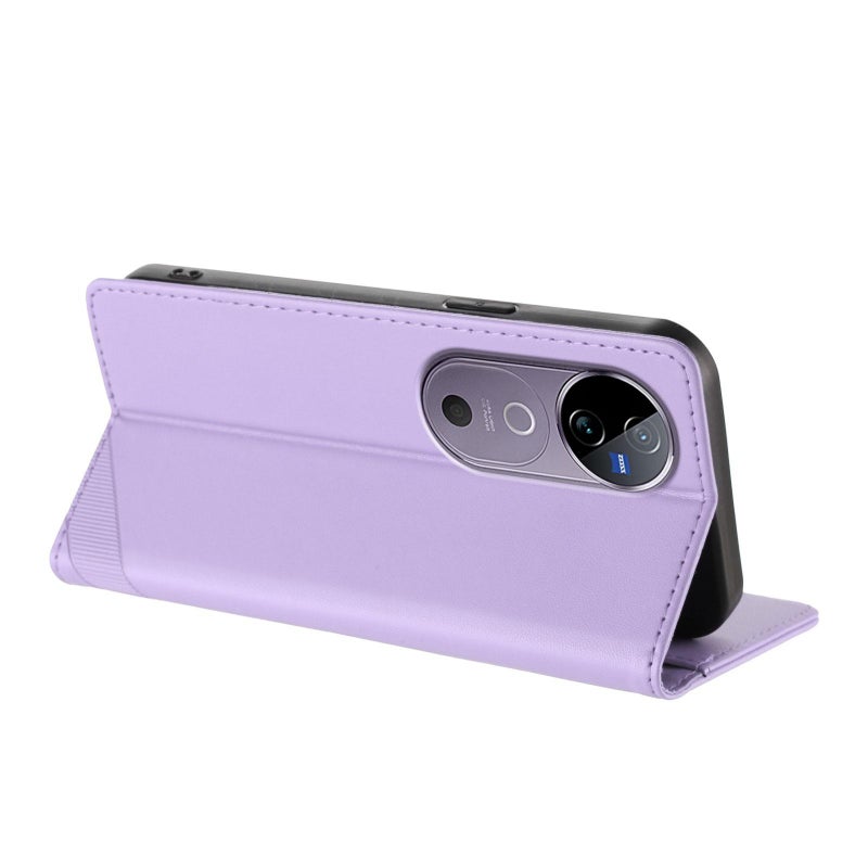 HuHa Case Cover For vivo V40 5G Global Embossed Multi-functional Wallet Retro Leather Phone Case(Light Purple) - Image 3
