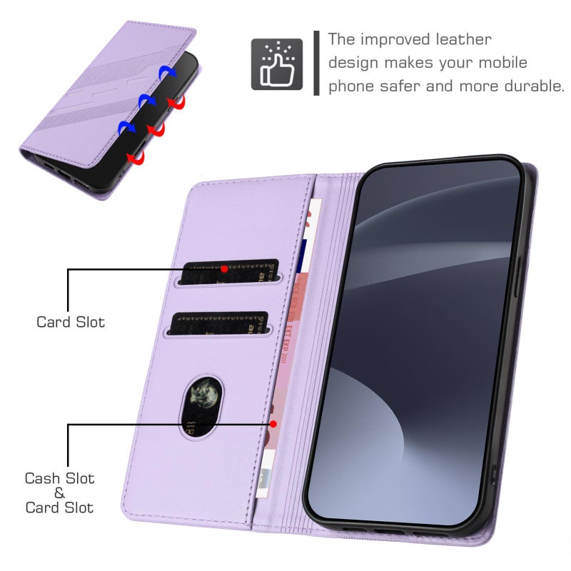 HuHa Case Cover For vivo V40 5G Global Embossed Multi-functional Wallet Retro Leather Phone Case(Light Purple) - Image 4