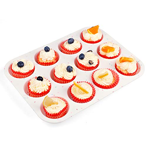 SHEbaking Silicone Muffin Pan Regular 12 Cups Muffin Tin Cupcake Pans for Baking Non-stick Muffin Tray Mold Easy Release,Durable,BPA Free - Image 2