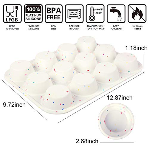 SHEbaking Silicone Muffin Pan Regular 12 Cups Muffin Tin Cupcake Pans for Baking Non-stick Muffin Tray Mold Easy Release,Durable,BPA Free - Image 4