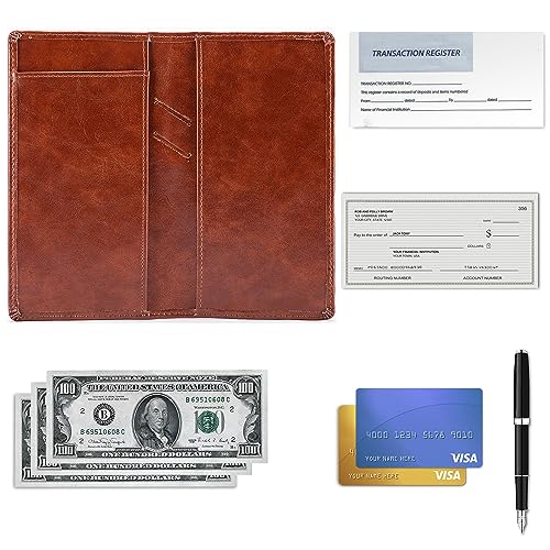 Aurya Leather Checkbook Covers for Personal Checkbook, Checkbook Holder with Free Vinyl Divider, Checkbook Cover for Duplicate Checks for Men and Women - Image 5