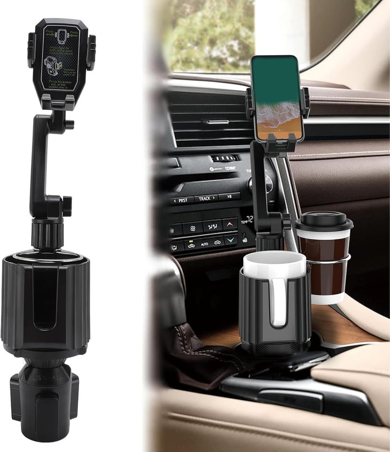 أنجريك Cup Holder Phone Mount, 360° Rotation Easy to Install Stable Car Cup Phone Holder Expander ABS for 7.2 Inches Smartphones - Image 3