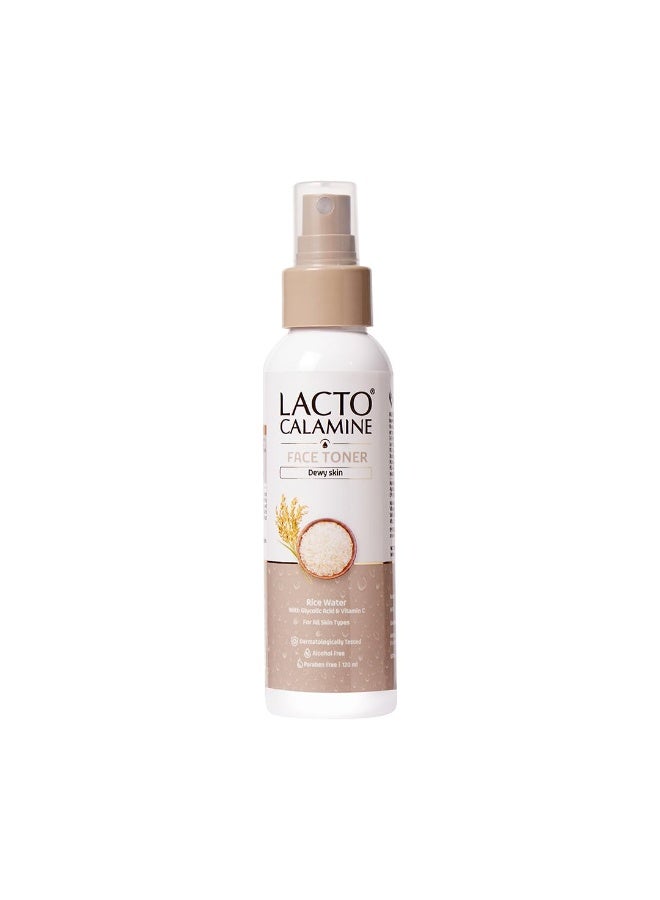 Lacto Calamine Rice Toner | 120ml | Rice Water Toner Korean Skincare for Glass Skin with Vitamin C, Glycolic Acid, Niacinamide | Face Toner for All Skin Types | Dermatologically Tested - Image 1