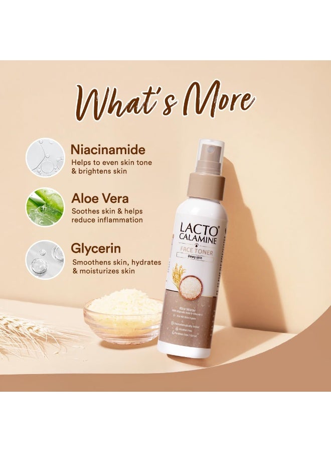 Lacto Calamine Rice Toner | 120ml | Rice Water Toner Korean Skincare for Glass Skin with Vitamin C, Glycolic Acid, Niacinamide | Face Toner for All Skin Types | Dermatologically Tested - Image 5