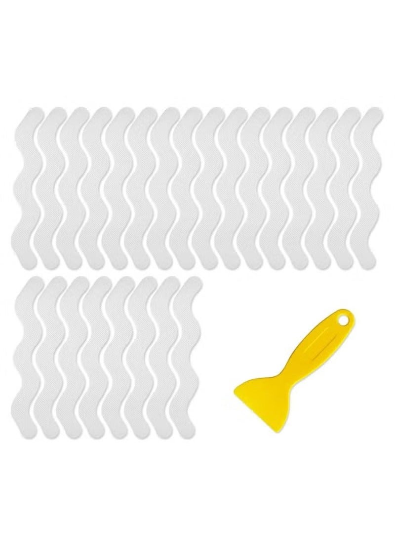 24 Pcs Non-Slip Strip Shower Stickers, Type S Bath Anti Slip Stickers for Bath Tub Shower Stairs - Image 1