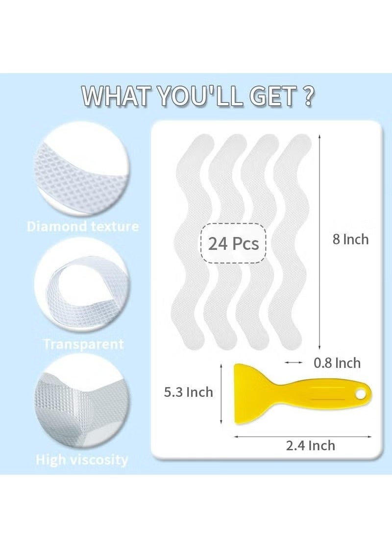 24 Pcs Non-Slip Strip Shower Stickers, Type S Bath Anti Slip Stickers for Bath Tub Shower Stairs - Image 3