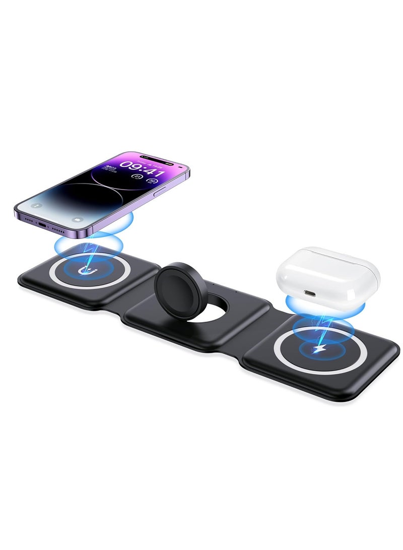 YS 3 In 1 Wireless Fast Charger For Smart Watch And iPhone Black - Image 1