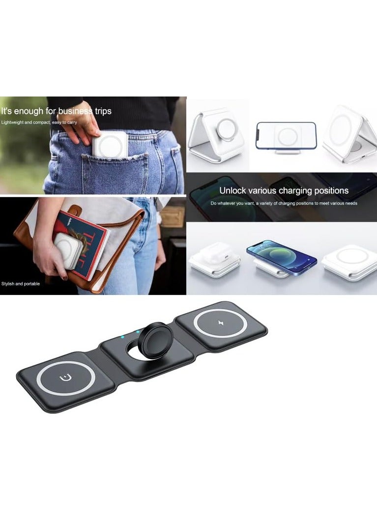 YS 3 In 1 Wireless Fast Charger For Smart Watch And iPhone Black - Image 2