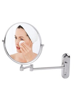WISFOR Shaving Mirror Wall Mounted 20cm Bathroom Makeup Vanity Mirror Extendable Double Sided Vanity Mirror with 5X Magnification 360°Rotating Bathroom Mirrors for Wall Folding Round Wall Mirror  - Image 1