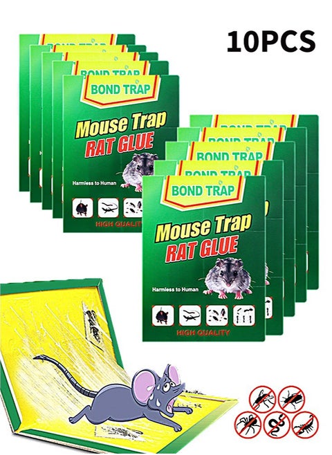 10-Pack Large Mouse Glue Traps with Enhanced Stickiness Mouse Rat Glue Trap,Mouse Sticky Traps Snake Mouse Traps Sticky Pad Board Easy to Set Sticky Rat Traps for House Indoor Outdoor