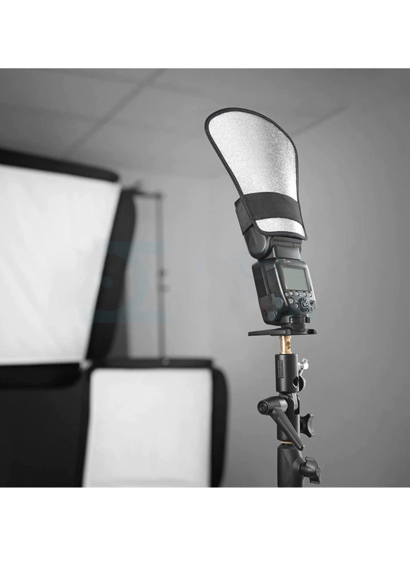 KASTWAVE - Flash Diffuser, 2 Pack with Elastic Band 2-side White/Silver Curved Flash Reflector SLR External Flash Baffle Soft Cover Suitable for All External Flashes - Image 1