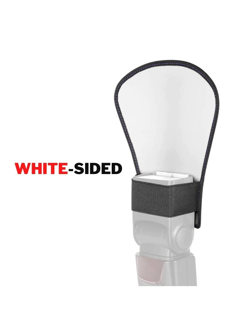 KASTWAVE - Flash Diffuser, 2 Pack with Elastic Band 2-side White/Silver Curved Flash Reflector SLR External Flash Baffle Soft Cover Suitable for All External Flashes - Image 1