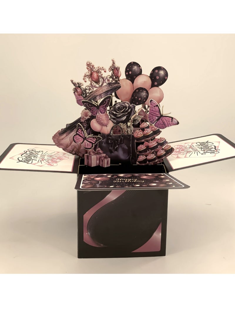 Birthday festival handwritten pop-up three-dimensional box 3D paper carving creative birthday card - Image 1