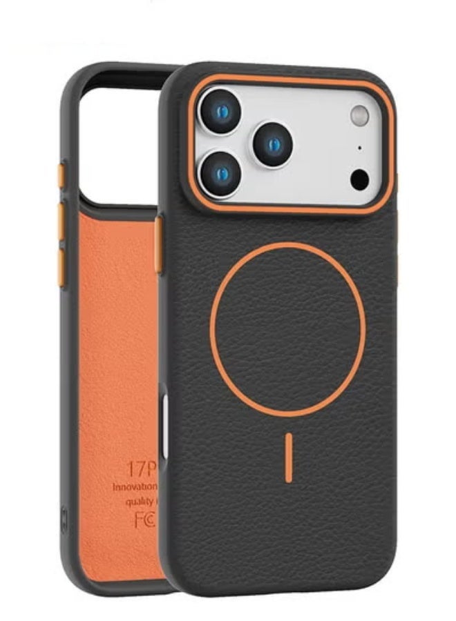 V.nice Leather-Texture Case for iPhone 17 Pro(6.3")  Slim TPU with Magnetic Ring, Shock-Absorbent Bumper, Raised Camera Lip, Anti-Slip Grip, Screen-Protector Friendly - Image 1
