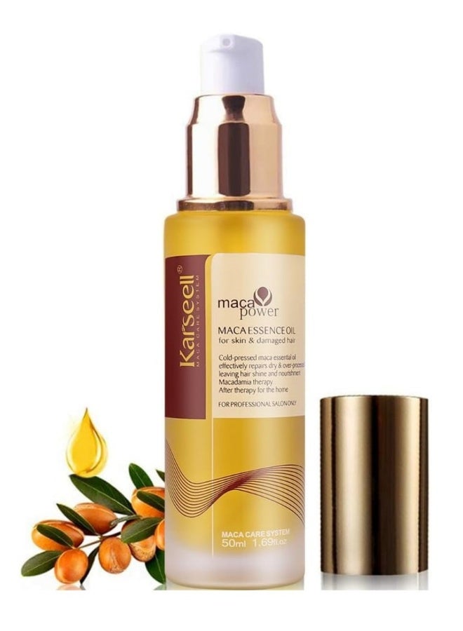 كارسيل زيت الأركان المغربي للعناية بالشعر، زيت أركان خفيف مكرر بالطريقة الباردة لعلاج الشعر الجاف والتالف، 50 مل - Image 1