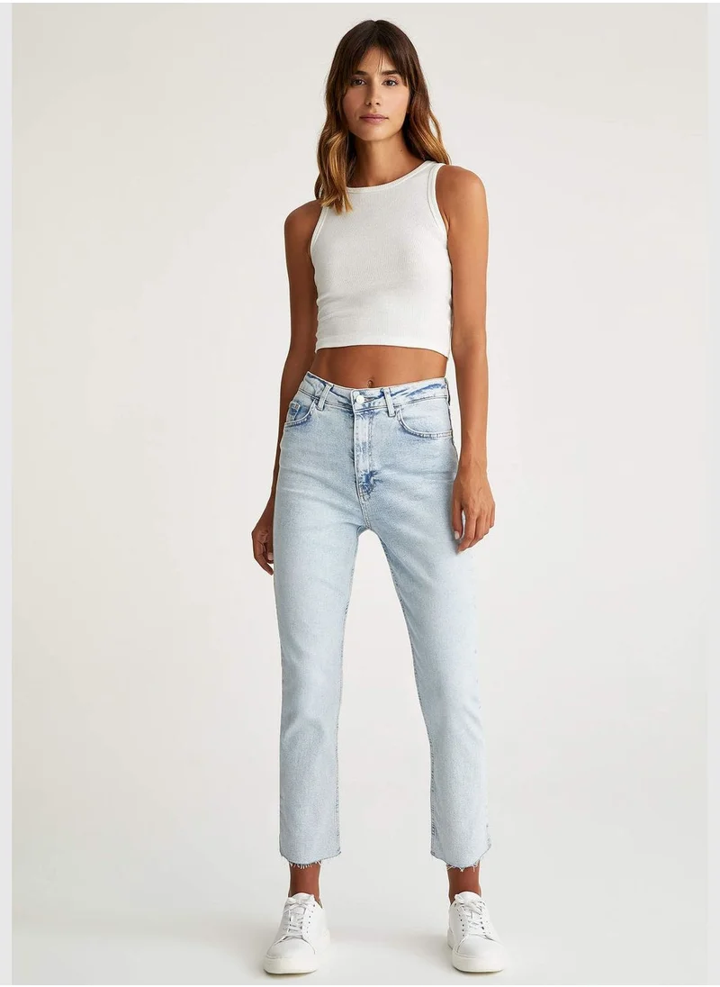 DeFacto Woman Straight Fit Denim Trousers