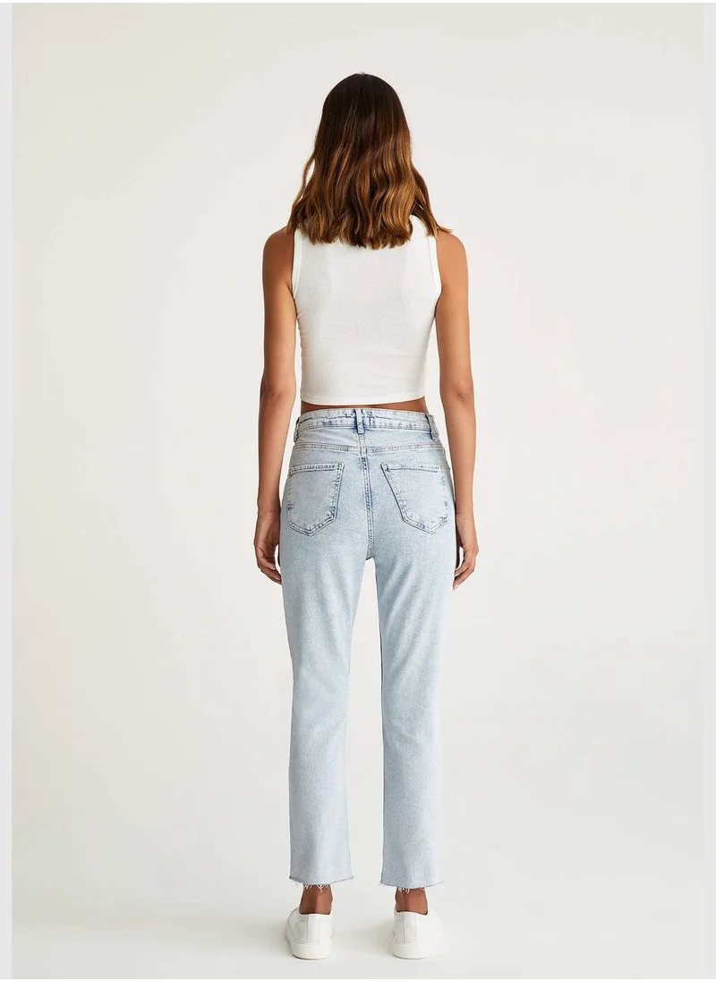 DeFacto Woman Straight Fit Denim Trousers