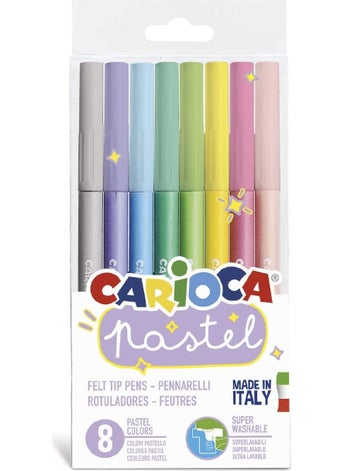 carioca Washable Pastel Super Felt Crayons 8 Pack  - Image 1