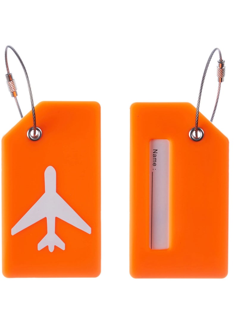 SYOSI 5 Pack Silicone Luggage Tag, With Name ID Card Quickly Spot Luggage Suitcase, Anti-lost Tag, Orange - Image 2